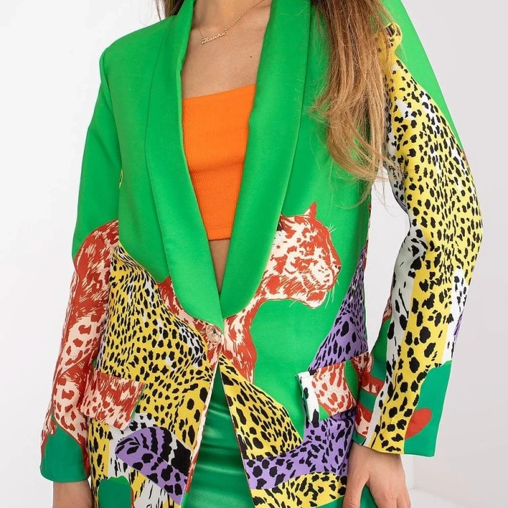 Green Long Sleeve Blazer Jacket