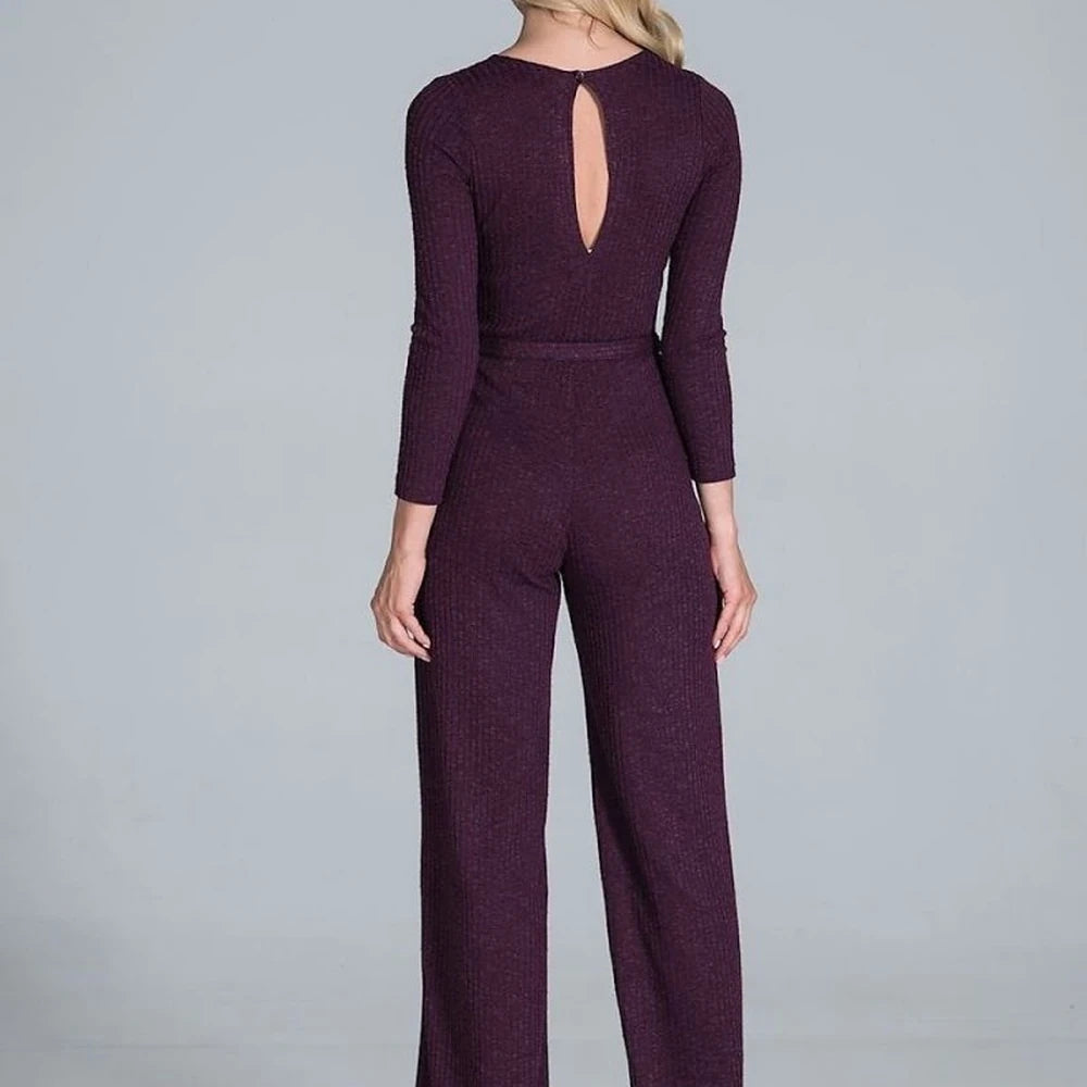 Women's Ribbed Knit Wide-Leg Jumpsuit