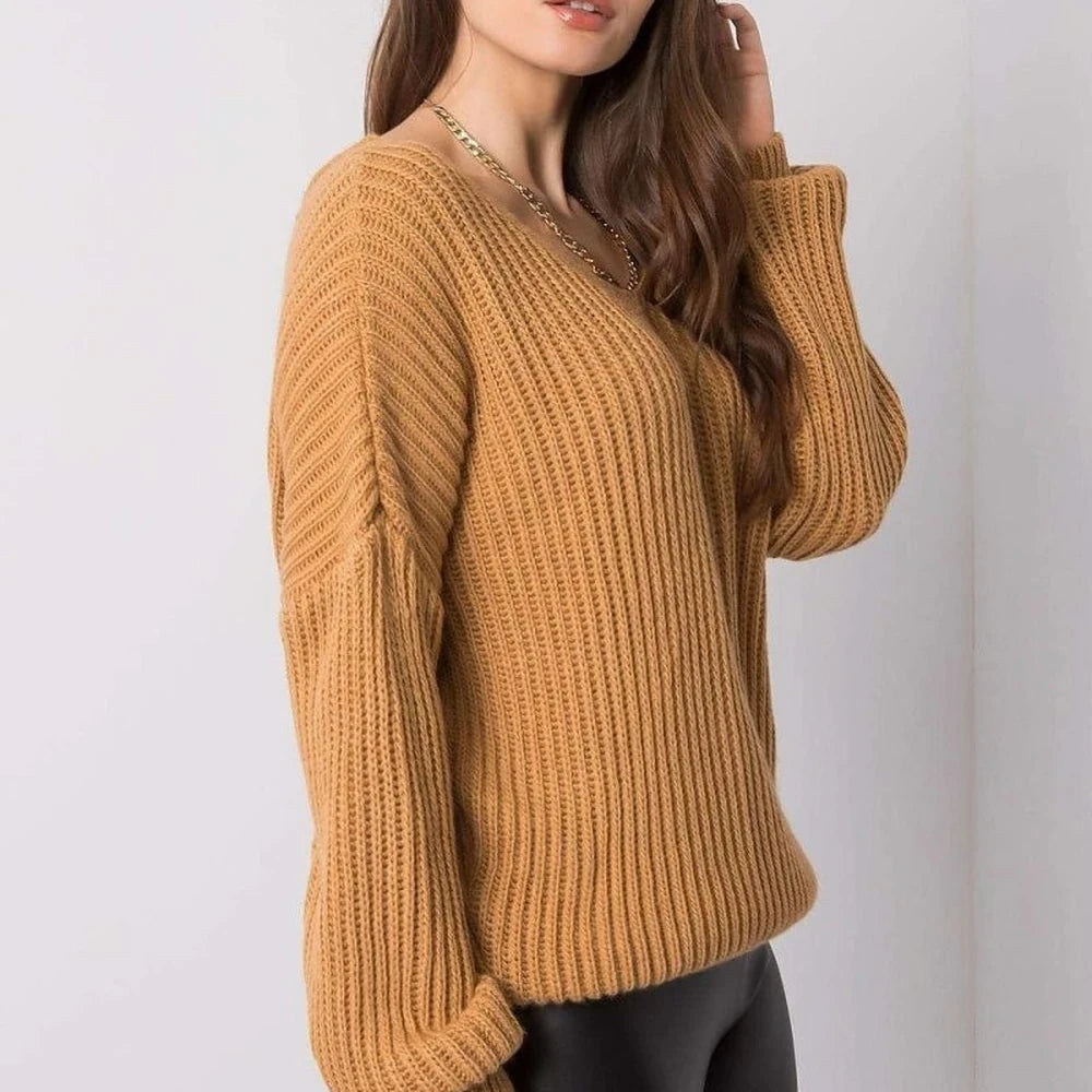 Grey Sweater with Back Neckline