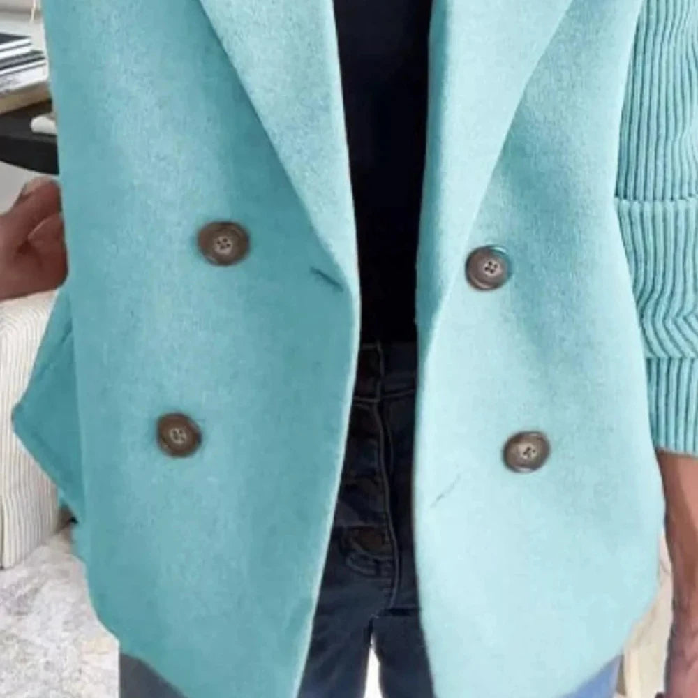 Lined Double-Breasted Knit Sleeve Outerwear
