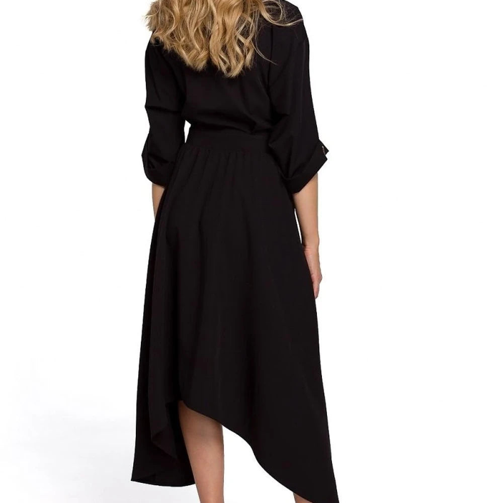 Elegant Day Dress with Asymmetrical Hem