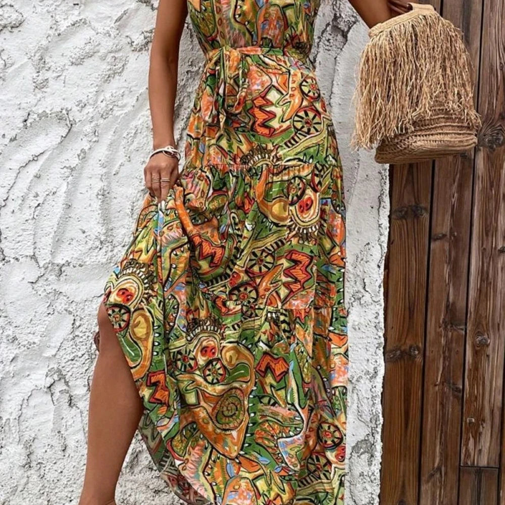 Floral Sleeveless Tie-Front Dress