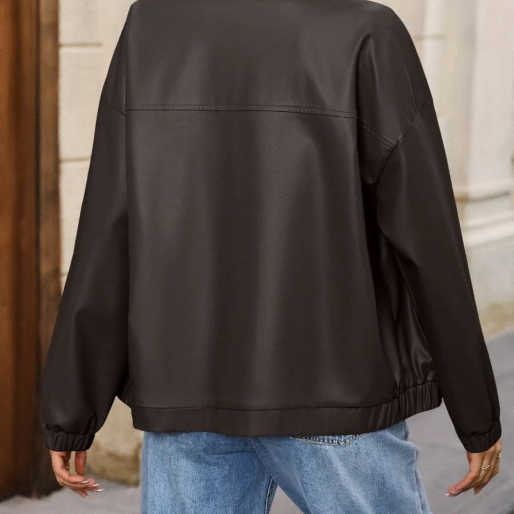 Women's Zip-Up Dropped Shoulder Jacket