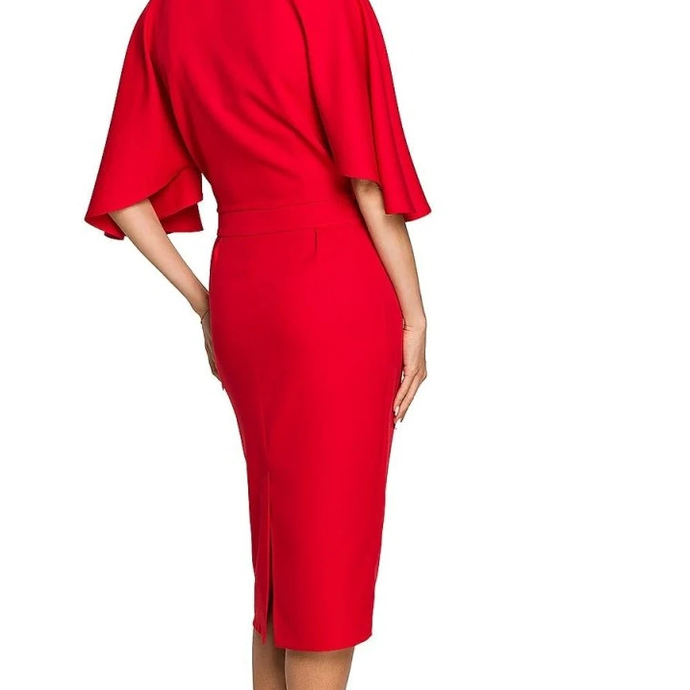 Knee-Length Cocktail Dress with Ruffled Sleeves