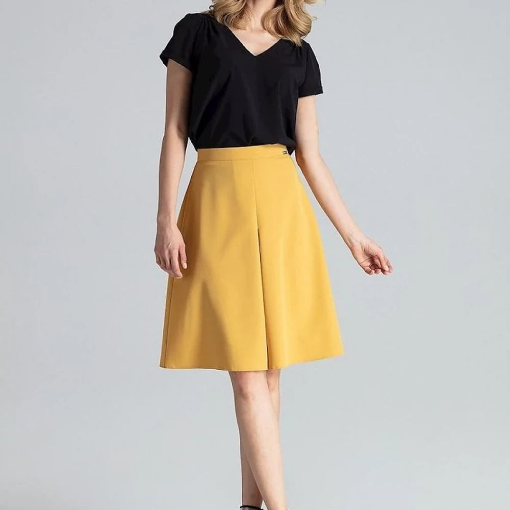 A-Line Midi Skirt with Pleated Details