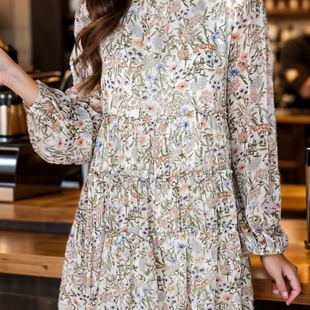 Printed Mock Neck Mini Dress