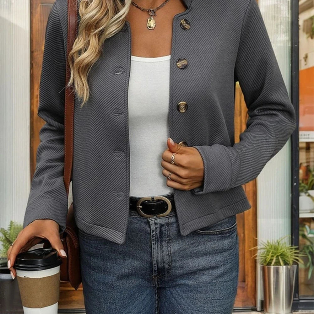Textured Button Up Long Sleeve Jacket