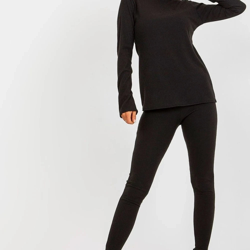 Ribbed Turtleneck Blouse with Long Sleeves