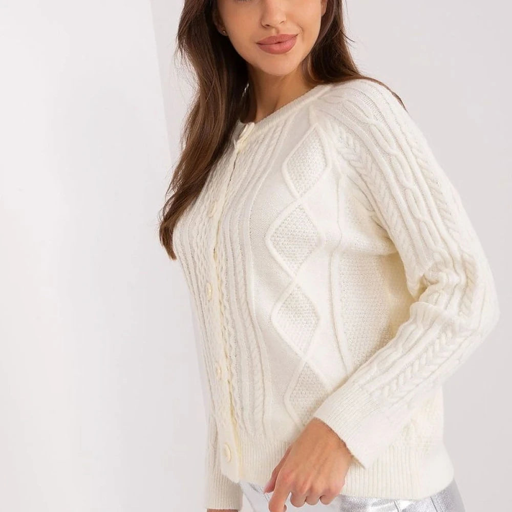 Variegated Texture Round Neck Cardigan