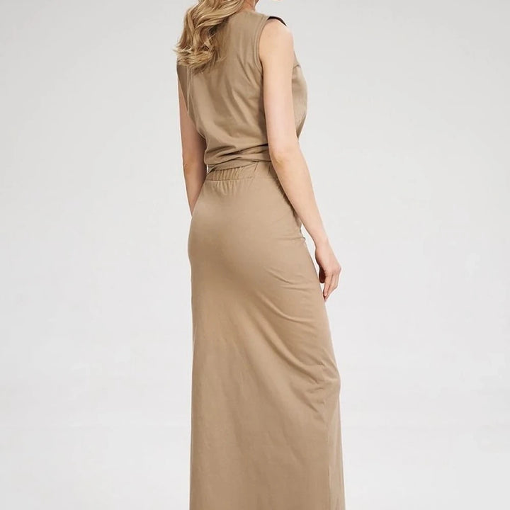 Maxi Skirt High Waist Slit 100% Cotton