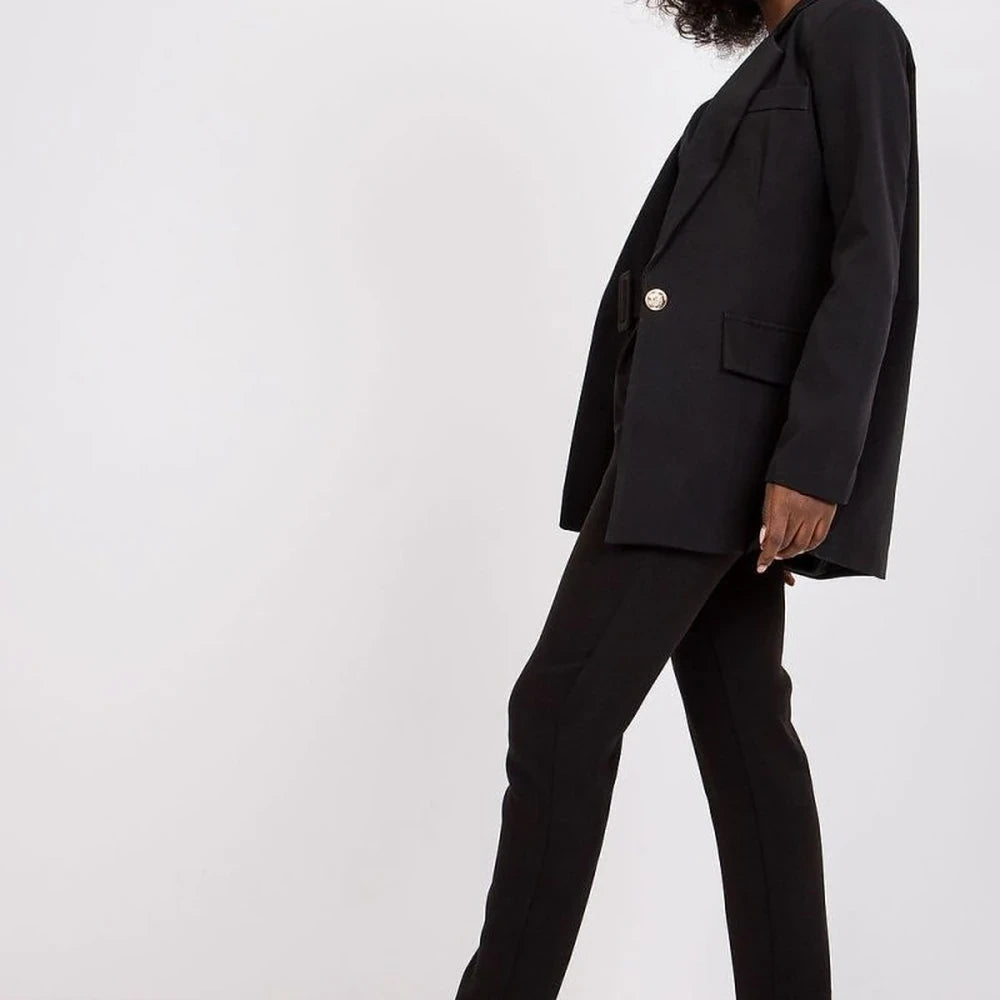 Long Sleeve Button Jacket with Shoulder Pads