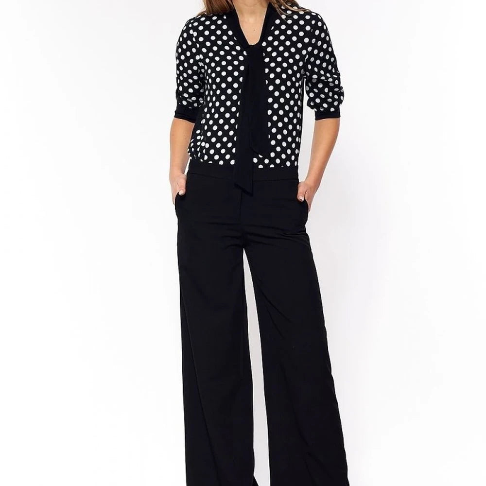 Polka Dot Short Sleeve Office Blouse