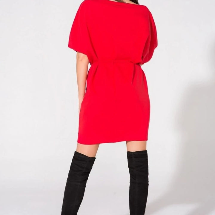 Loose Knit Boatneck Day Dress with Pockets