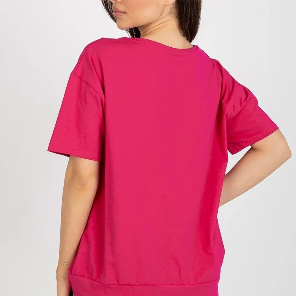 Cotton Blend Blouse with Round Neck