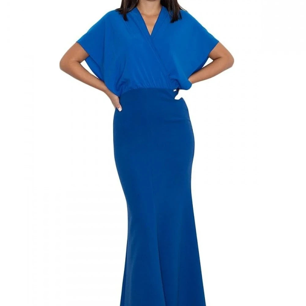 Fitted Long Dress with Transparent Top