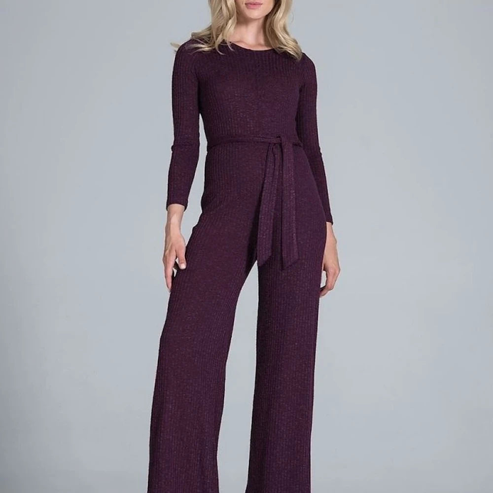Women's Ribbed Knit Wide-Leg Jumpsuit