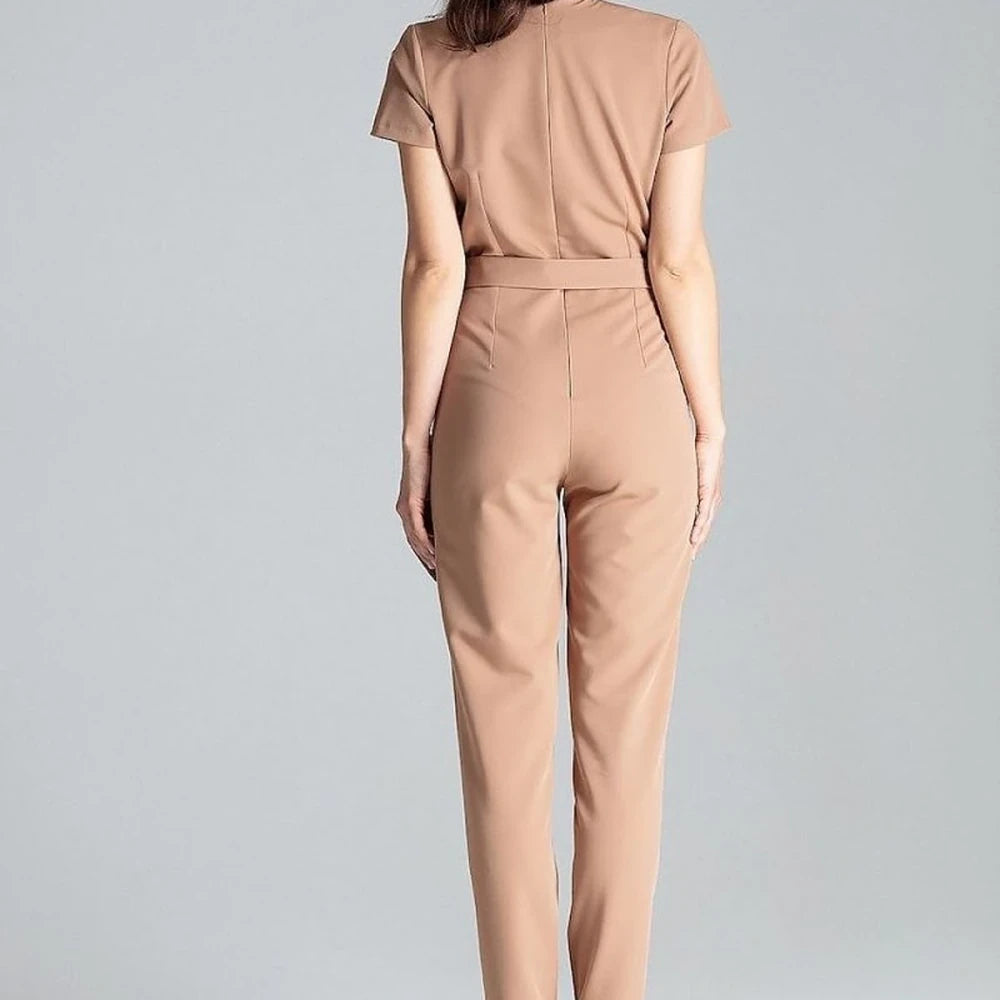 Short Sleeve Jumpsuit with Tie Waist