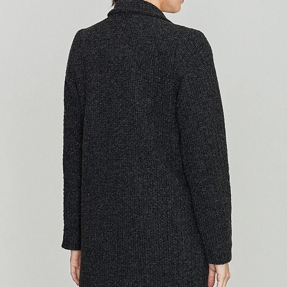 Midi Collarless Wool Blend Coat