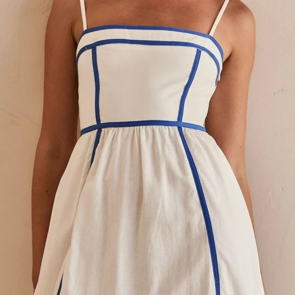 Square Neck Cami Midi Dress - White