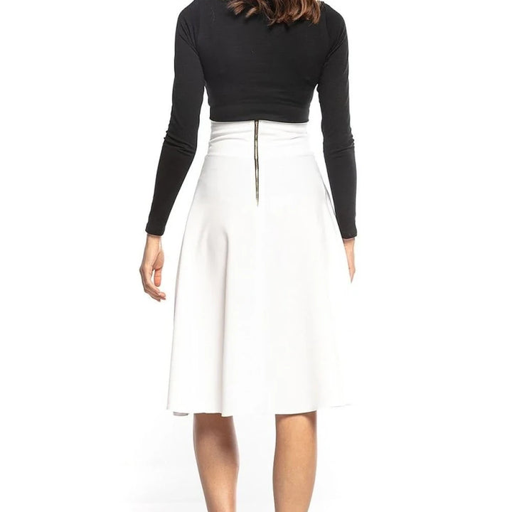 Midi Skirt High Waist Zipper Detail