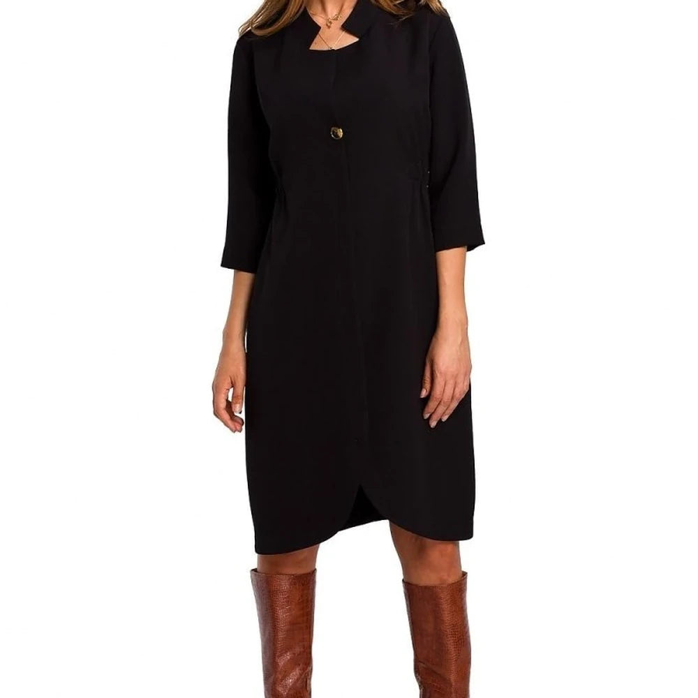 Elegant Navy Midi Shirt Dress