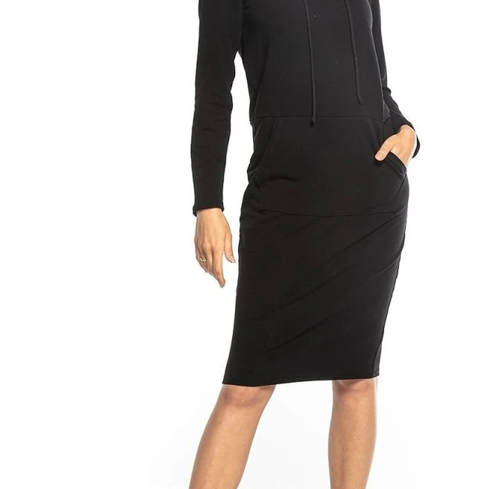 Cotton Blend Hooded Sweatshirt Dress