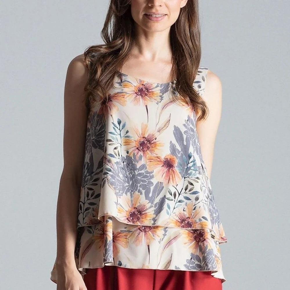 Sleeveless Flared Layer Top