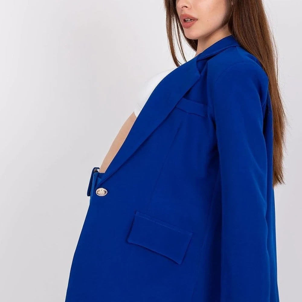 Long Sleeve Button Jacket with Shoulder Pads