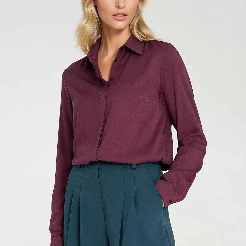 Viscose Long Sleeve Shirt with Collar