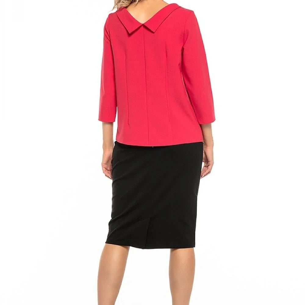 Elegant Collar Blouse with Half-Golf Neckline