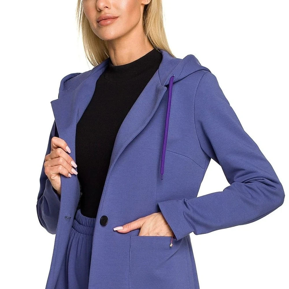 Knitted Jacket with Hood and Pockets
