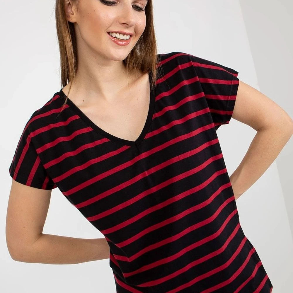 Striped Heart Neck T-Shirt