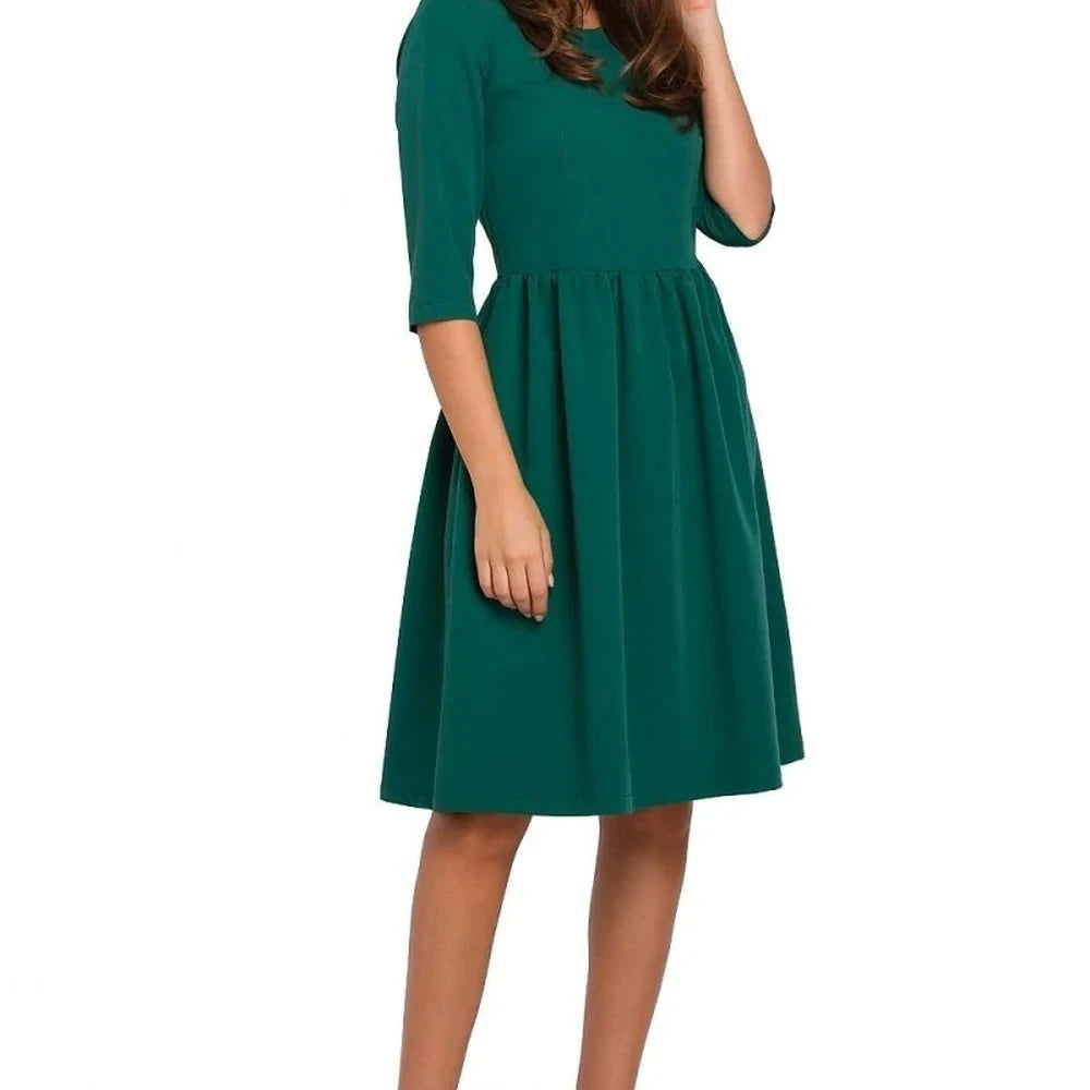 Flared Midi Dress with Zipper and Darts