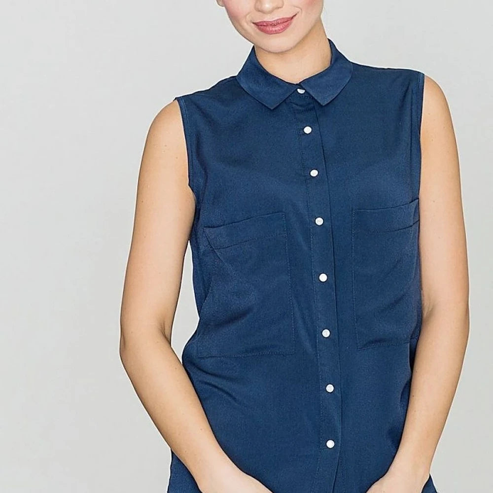 Sleeveless Shirt with Pearl Details