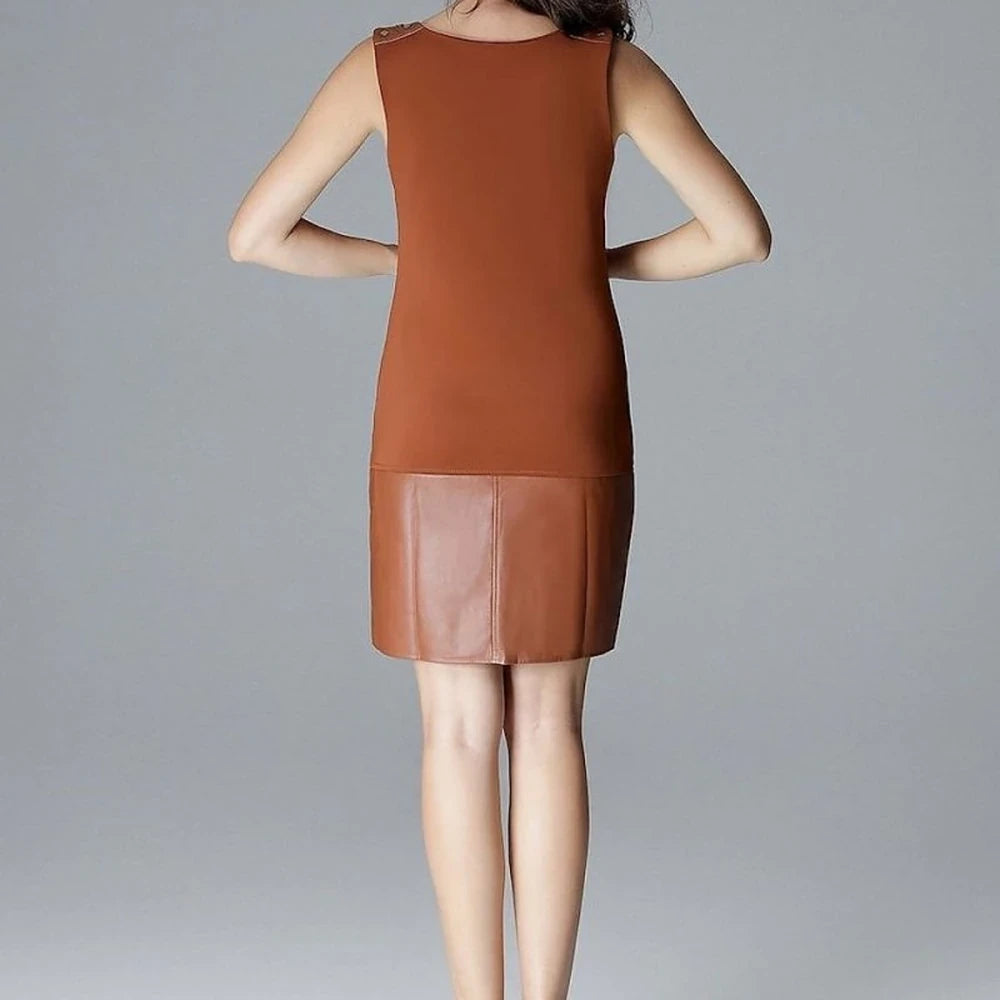 Sleeveless Eco-Leather Trim Dress