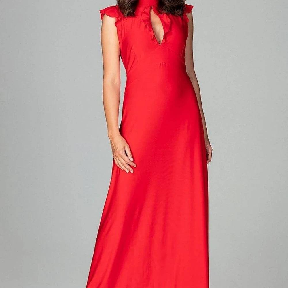 Maxi Cocktail Dress with Frills