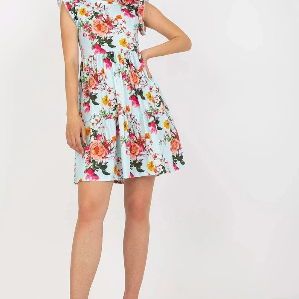 Floral Print Frill Hem Summer Dress