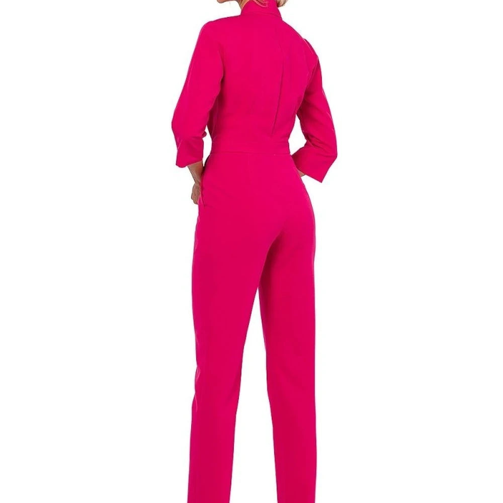 3/4 Sleeve Jumpsuit with Covered Zipper