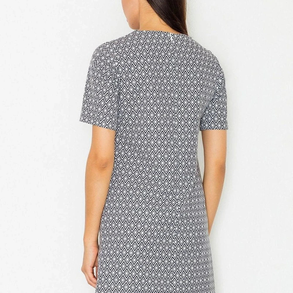 Short Sleeve Flared Dress with Zipper