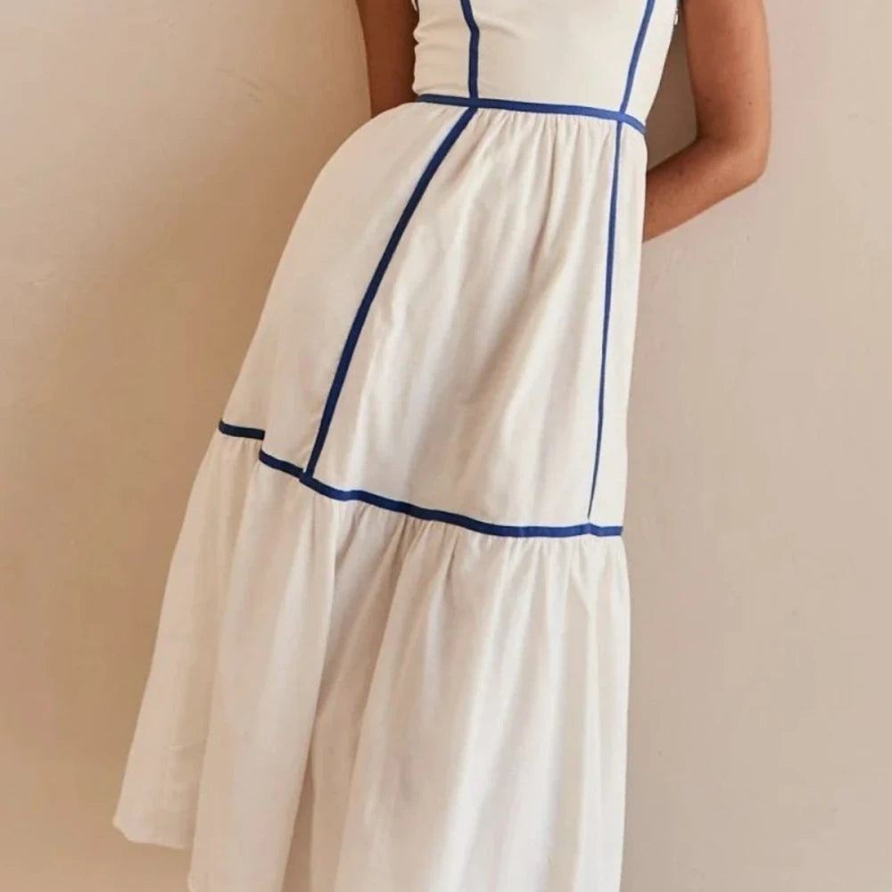 Square Neck Cami Midi Dress - White