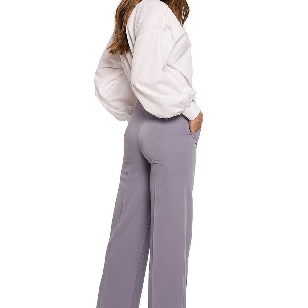 Elegant Straight Leg Trousers with Button Detail