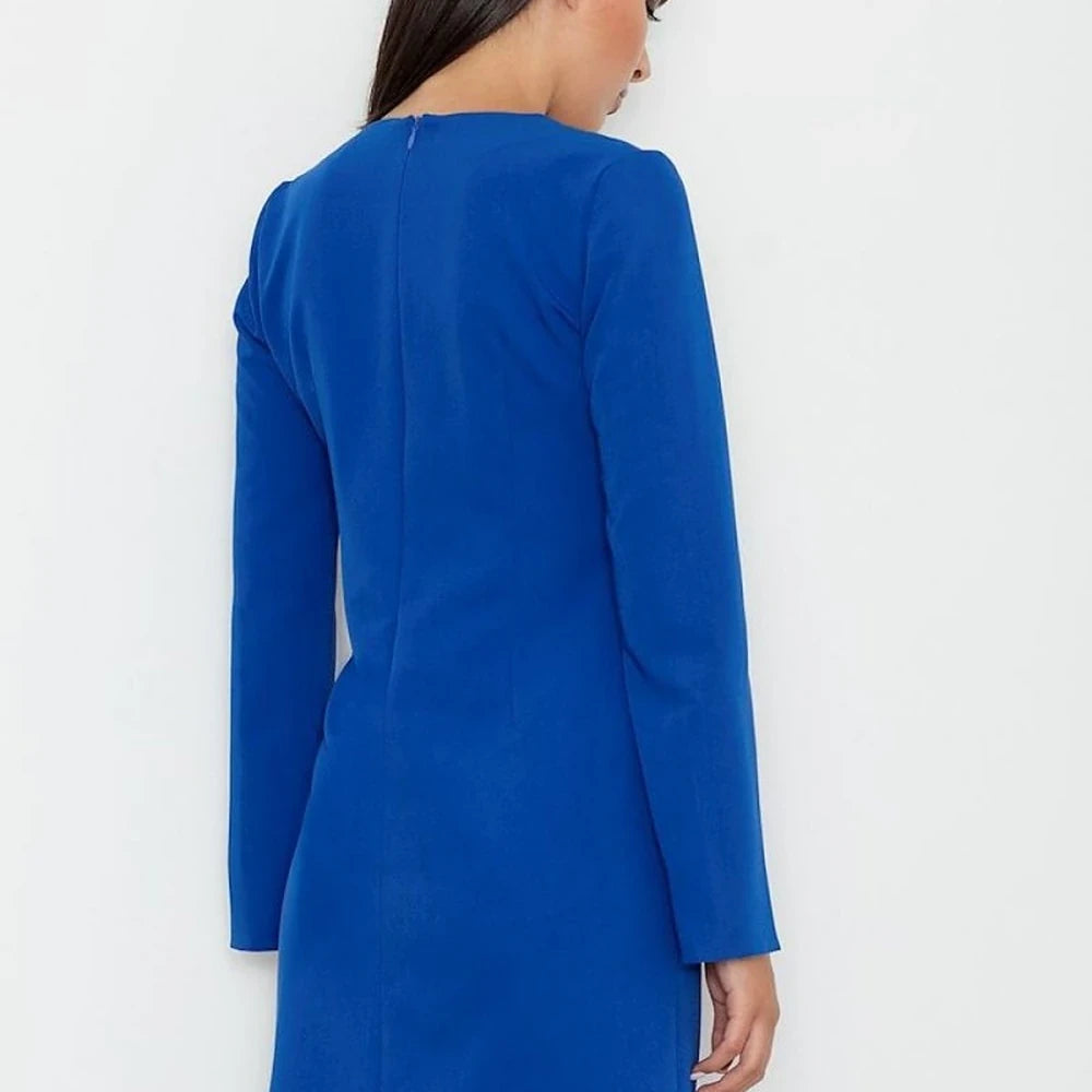 Pointed Neckline Slit Sleeve Dress