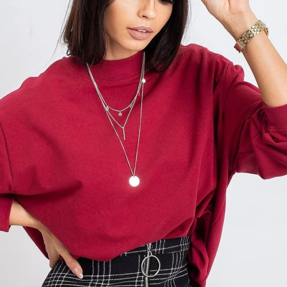 Women's Long Sleeve Stand Collar Sweatshirt