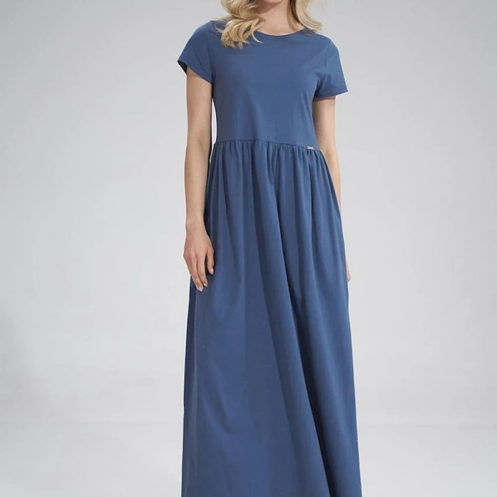 Summer Cotton Maxi Dress with Slit