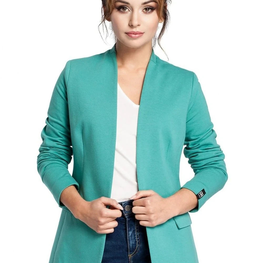 Lined Collar Knit Jacket with Hidden Pockets