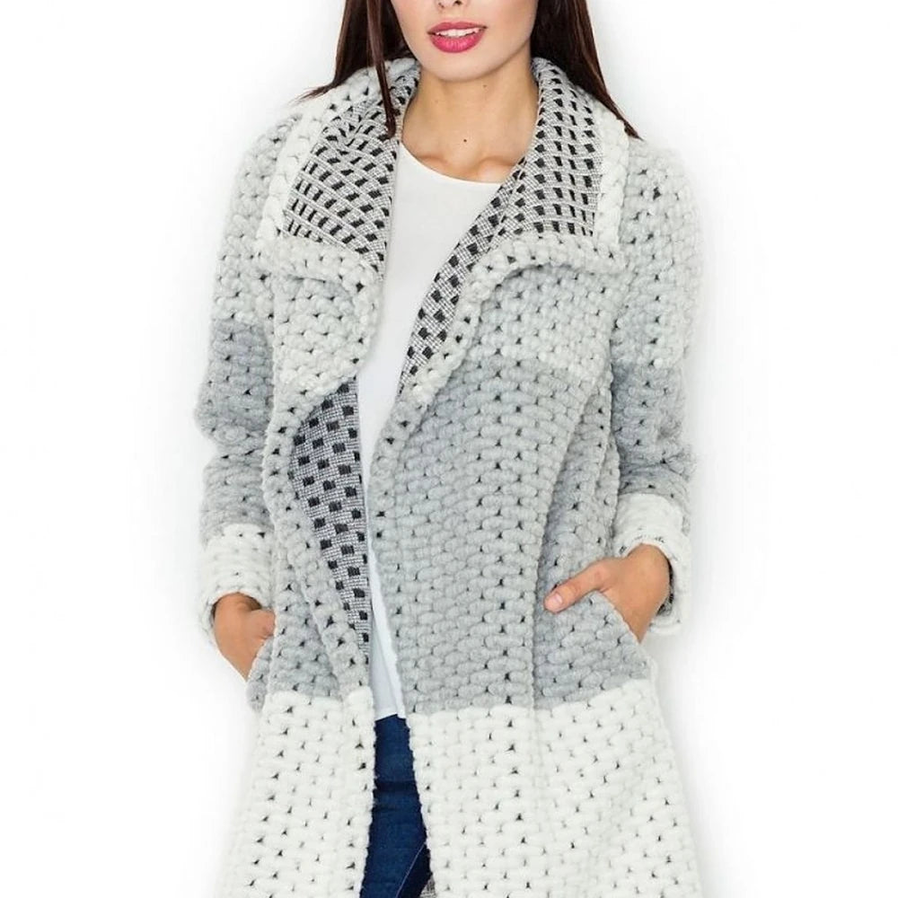 Color-Blocked Wool Blend Coat with Collar