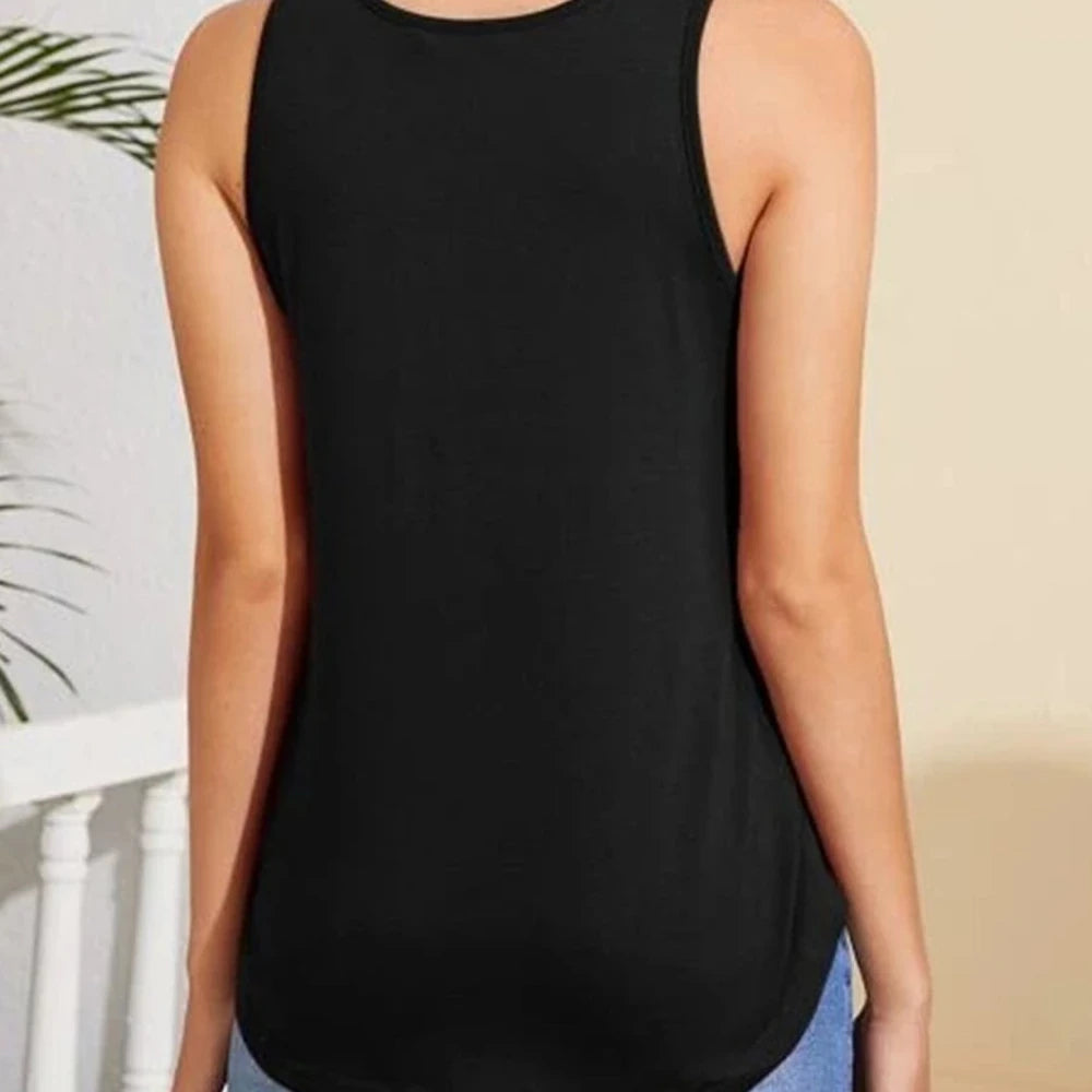 V-Neck Tank Top with Curved Hem