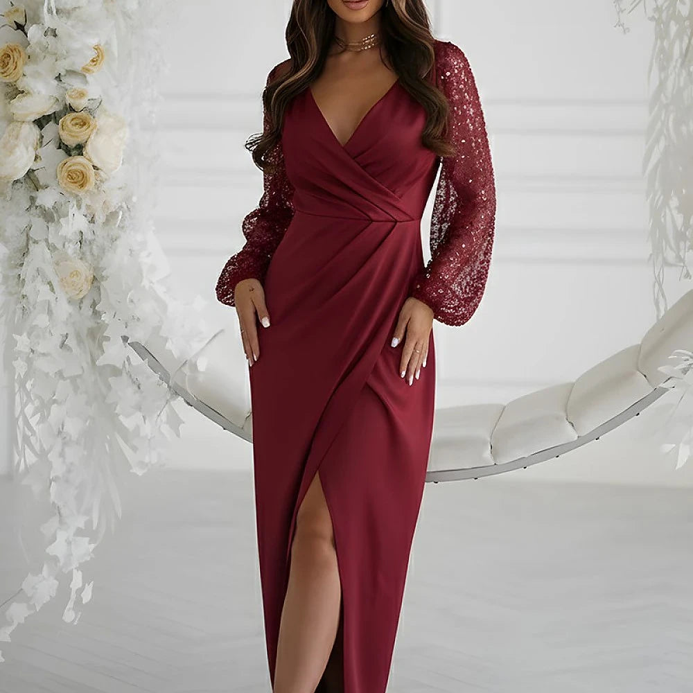 Sequin Sleeve Maxi Dress