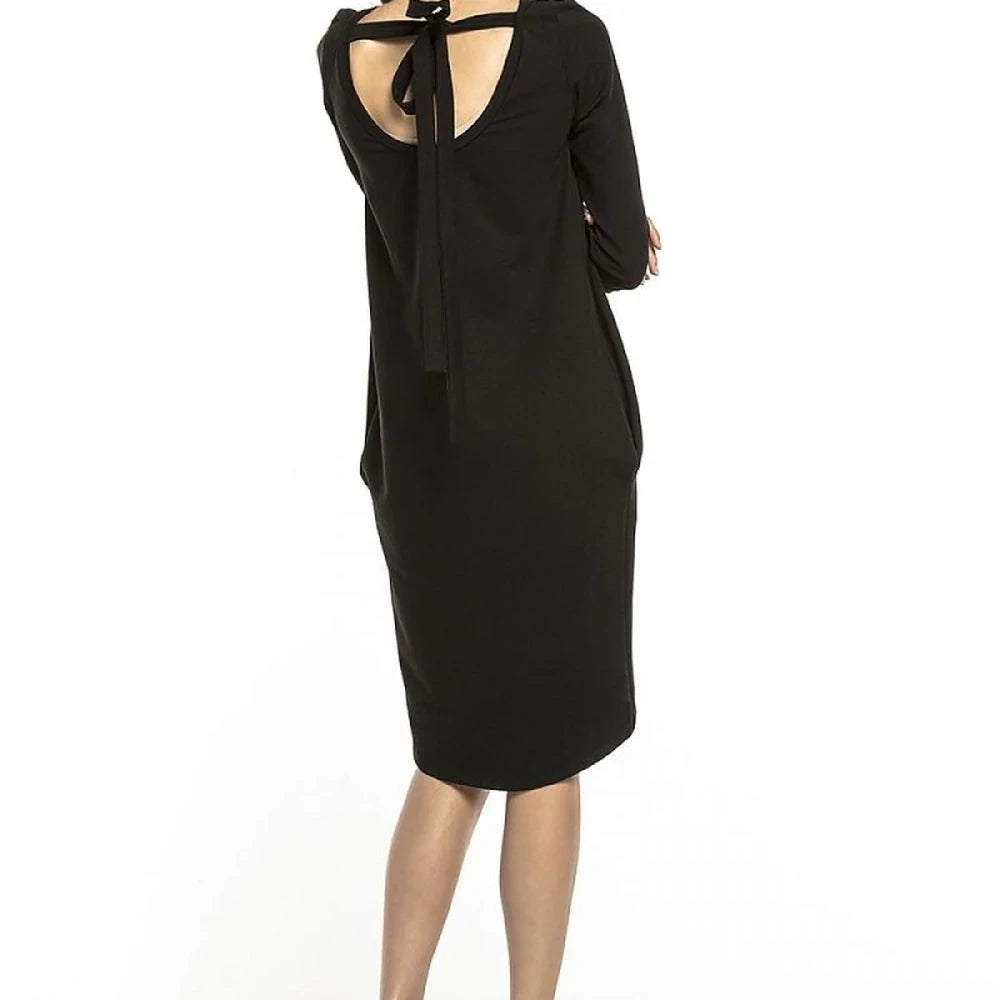 Loose Day Dress with Tie Belt & 3/4 Sleeves