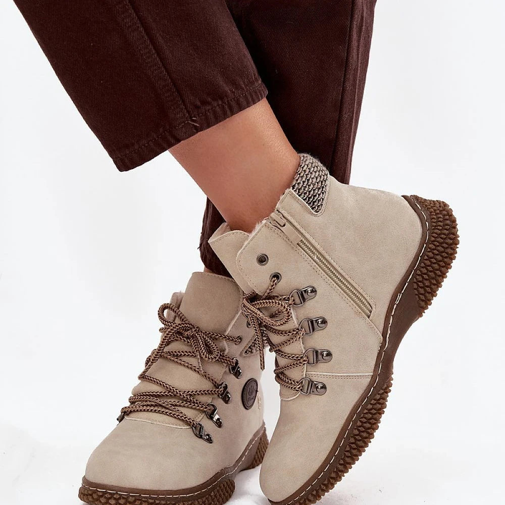 Women's Beige Eco Leather Ankle Boots